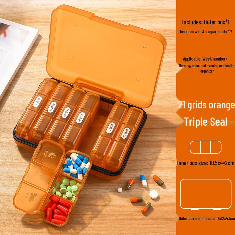 Portable 21/28-Slot Weekly Pill Organizer - Compact Medicine Storage Box