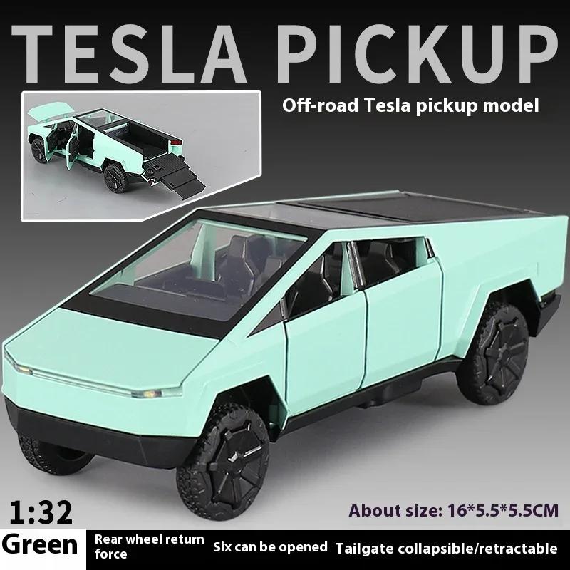 VKYA1 1/32 Tesla Cybertruck Modell 3 Modell S Modell X Modell Y Spielzeugauto Diecast Metall Off Road Sammlung Rückzieher Sound Licht Geschenk Junge