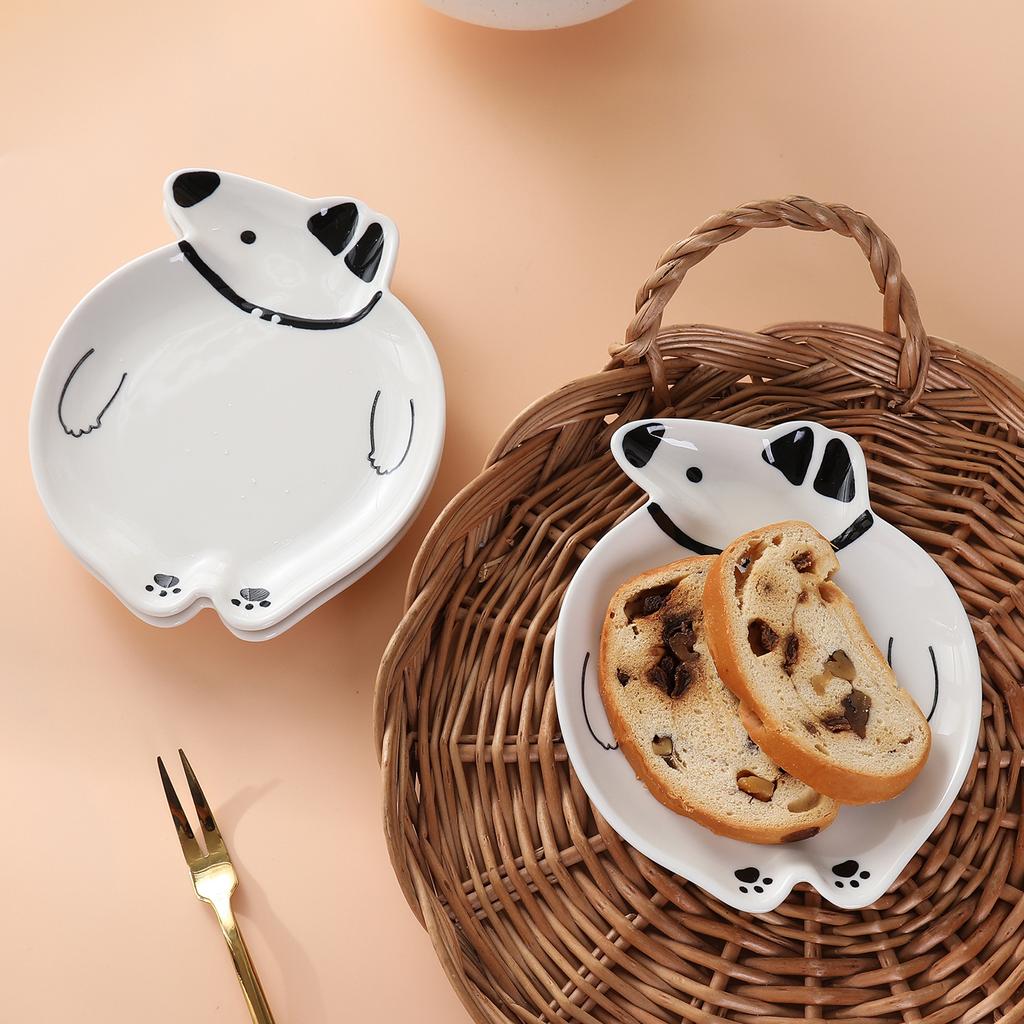 Creative Cute White Bear Shape Bread Small Plate Household Snacks Snack Plate Hot Pot Dipping Seasoning Side Dish Plate