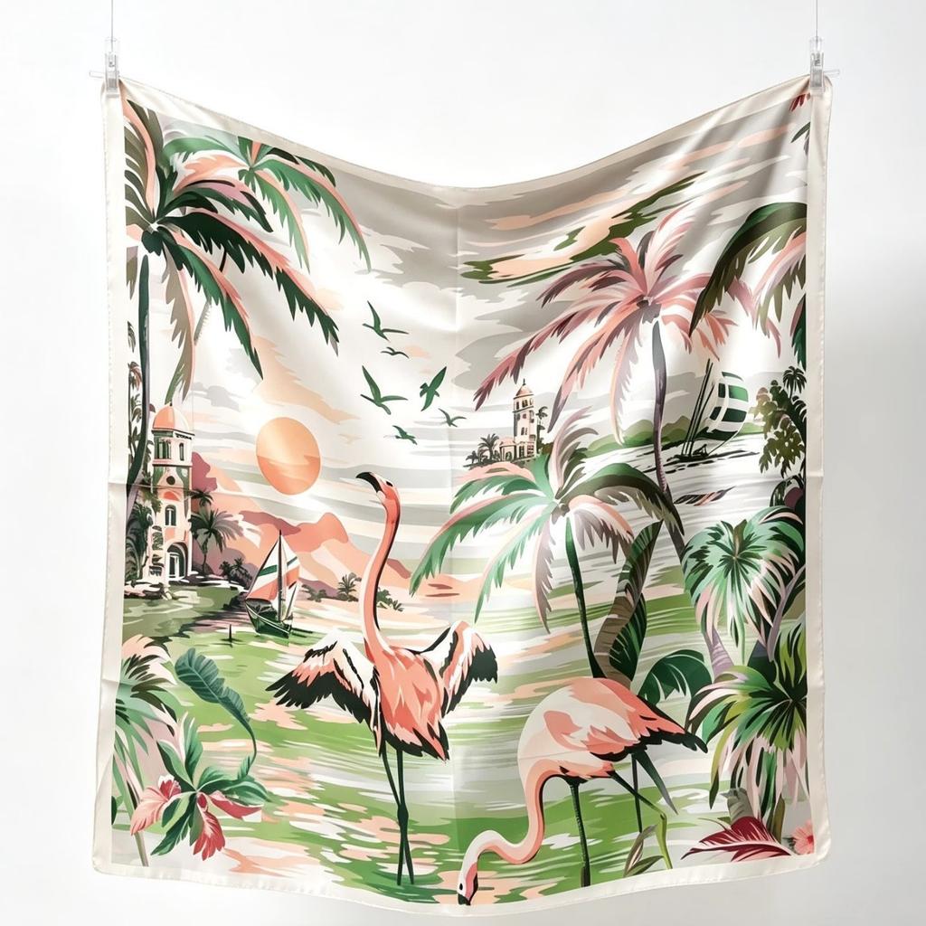 Beach sunset fashion silk scarf print 91CM silk square scarf decorative scarf scarf versatile shawl silk scarf