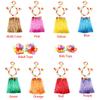 Kids Cute Hawaiian Grass Hula Lei Skirt Flower Wristband Garland Costume Fancy