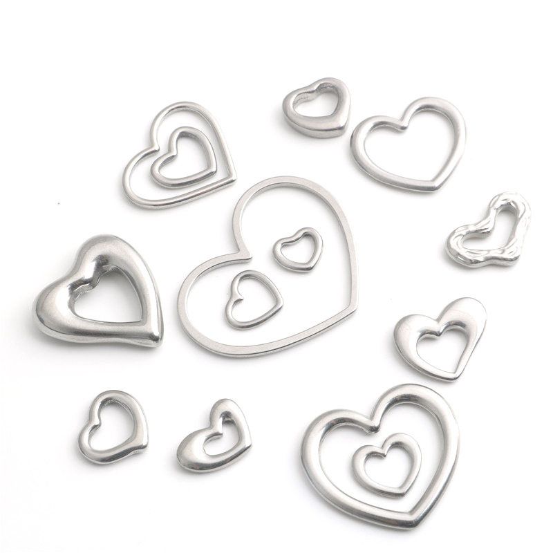 Fashion Stainless Steel Cut Out Heart Pendant Fashion Trendy Cool Punk Hip Hop Stylish Matching DIY Ornament Accessories