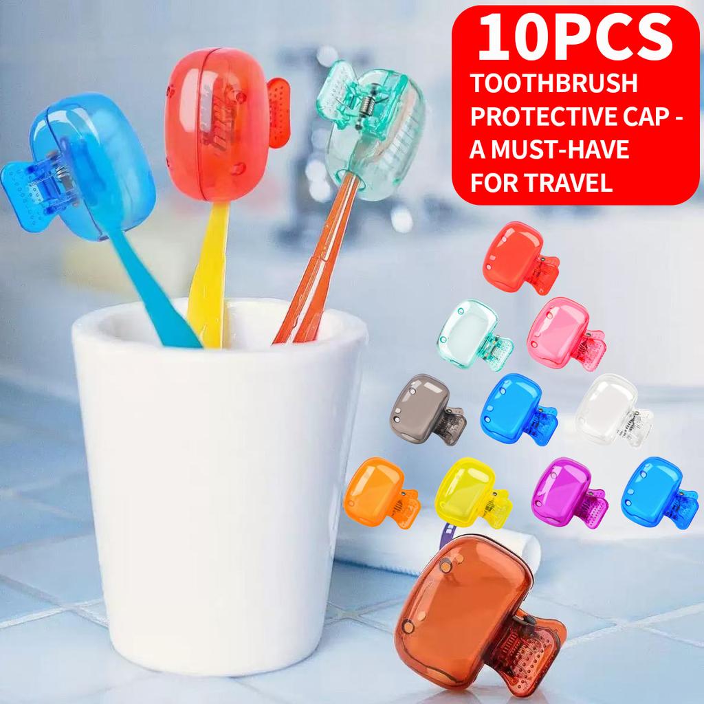 10 toothbrush protective caps, toothbrush holder, toothbrush travel storage box, compact and convenient