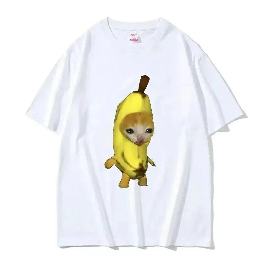 Funny Cute Banana Cat Happy Bananacat Meme Tshirt Unisex Women T-Shirt Cotton Streetwear Short Sleeve T Shirt Tee Clothes