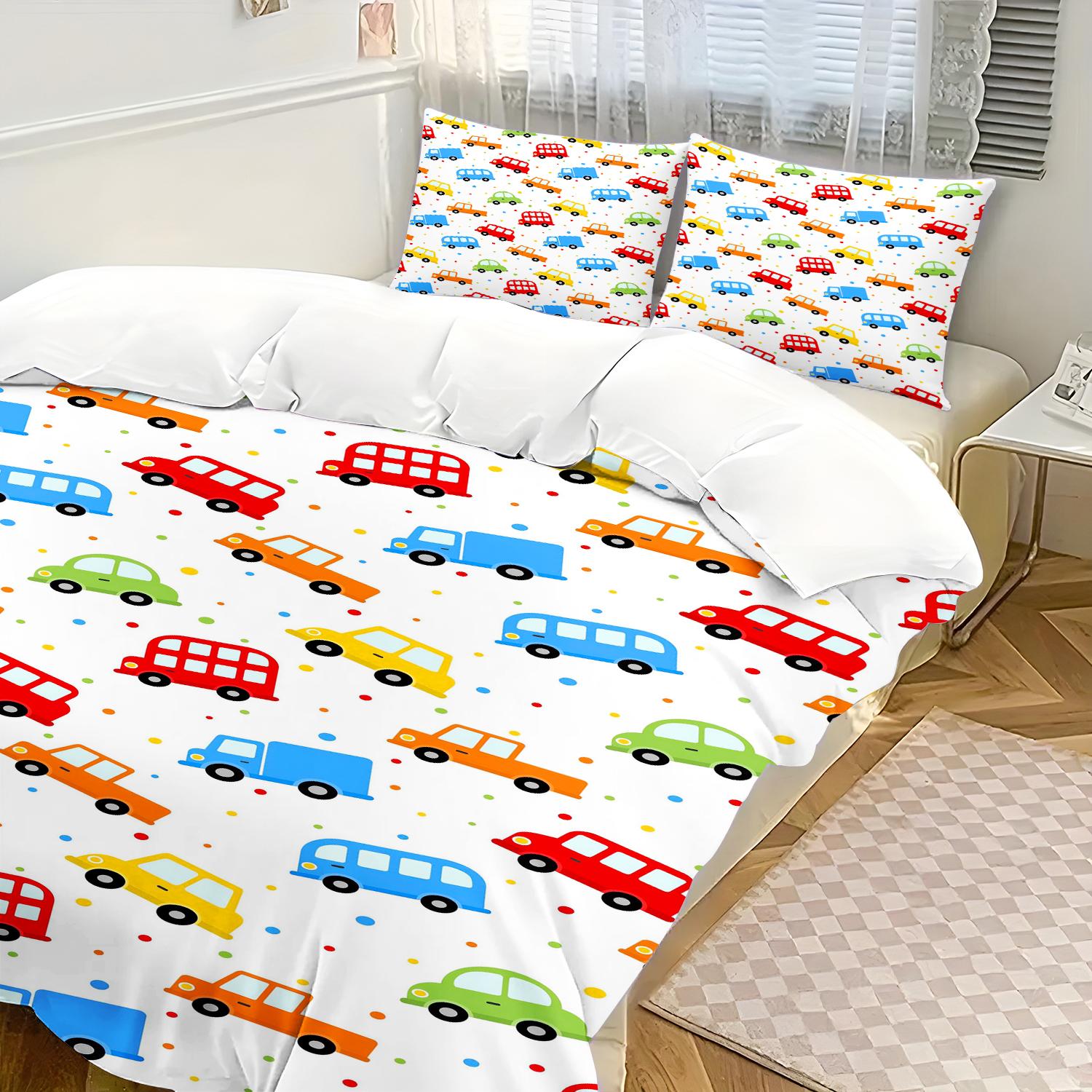 

Cartoon Cars Bedding Set Lightning Duvet Cover Engineering Vehicles Boy S Bedclothes Bed Linen Gift For Kids 90x200cm