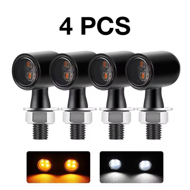 E24 Retro Mini Bullet Turn Signal Lights Blinker Indicator Lamp Integrated LED Tail Brake Daytime Running Light For Cafe Racer