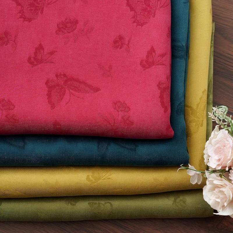 50x145cm Butterfly Jacquard Cotton Linen Fabric for Diy Sewing Dress Shirt Skirt Pants Clothing Vintage Summer Cloth