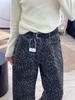 Women's High Waist Retro Leopard Print Jeans - Slimming Straight Leg, Versatile for Autumn/Winter.