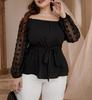 Plus Size Women's Elastic Waist One-Shoulder Long-Sleeve Shirt - Spring/Autumn Age-Reducing Style