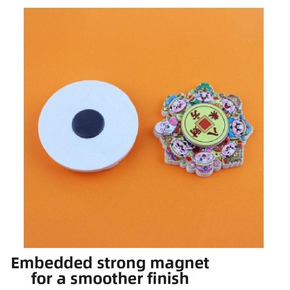 Rotatable New Year Magnetic Sticker God of Wealth Cartoon Lucky Cat Fridge Magnets Blessing Traditional 3D Refrigerator Magnets