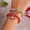 2Pcs Christmas Tree Colorful Snowflake Snowman Bell Charms Beads Bracelet for Women Crystal Bracelets Party Jewelry Gifts