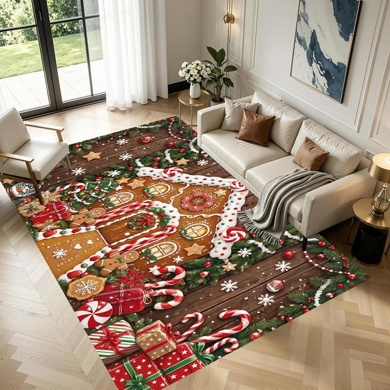 Christmas Pattern Square Area Rug Comfort Indoor Floor Carpet For Home Holiday Gift
