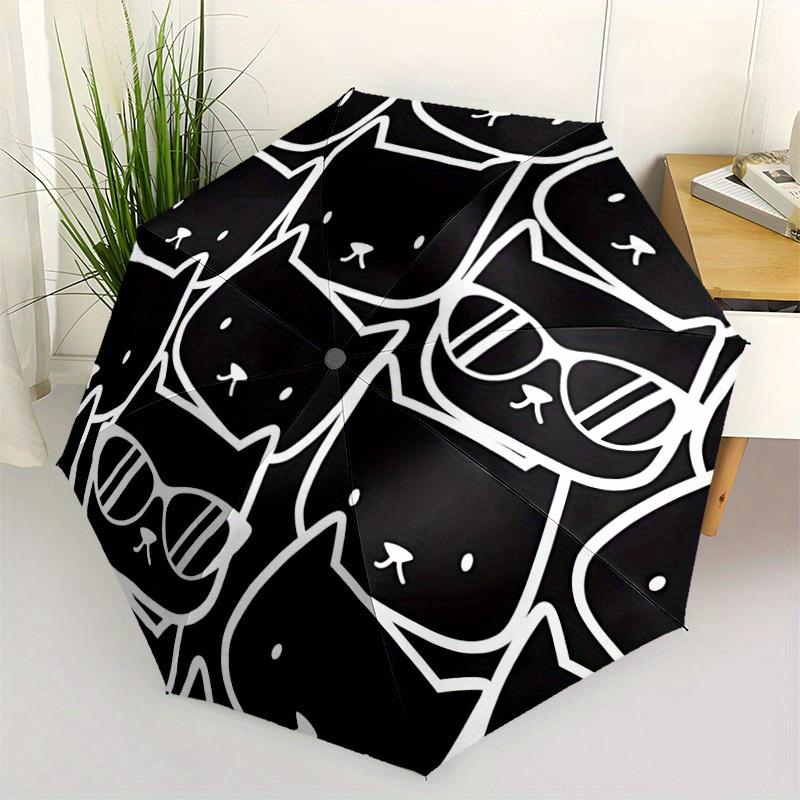 1pc Cat Faces Automatic Open, Sturdy Iron Frame, Compact Folding Design, All-Season Portable Umbrella for Women & Men, Outdoor Umbrella yy25