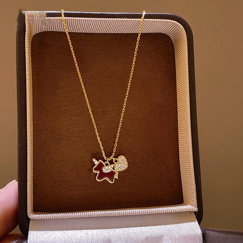 Colar de pônei em placa de acetato de zircônio corrente de clavícula versátil para o ano natalino e o trajeto diário corrente de pescoço de luxo leve