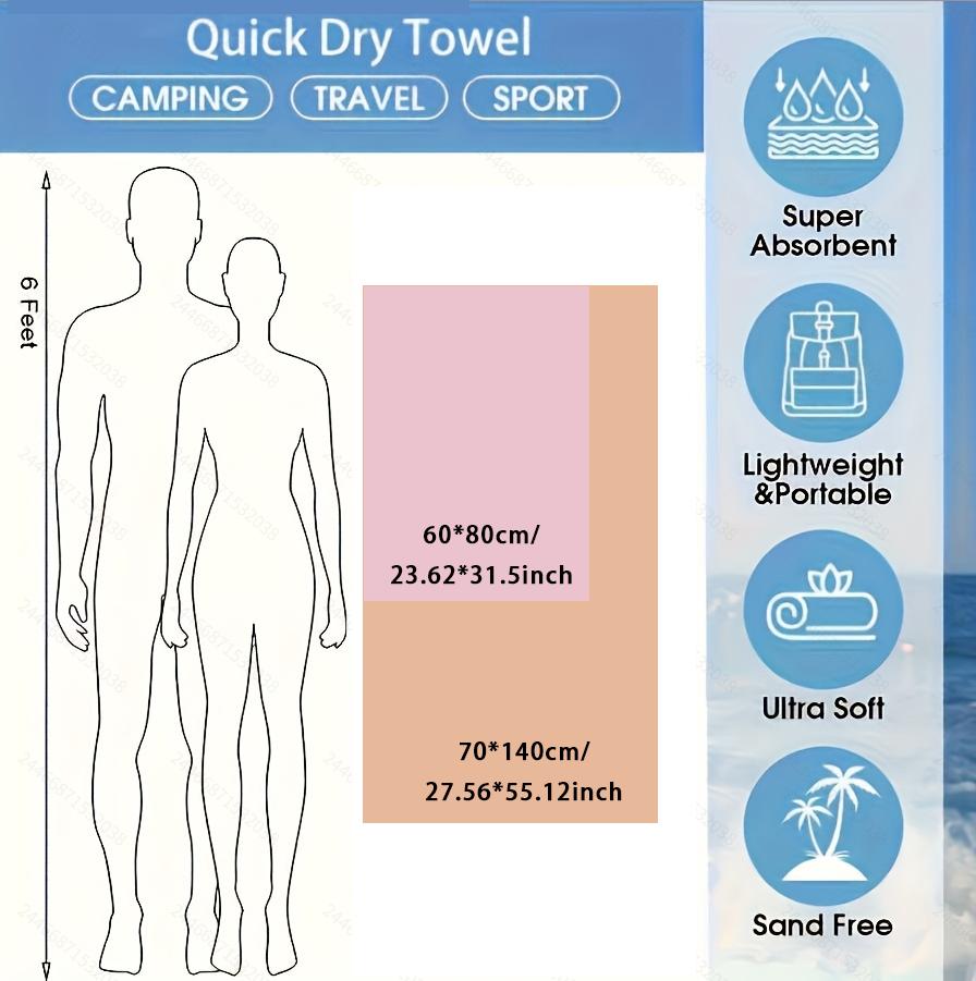 Toalha de Microfibra de Secagem Rápida, Toalha de Praia Macia e Confortável Sem Areia, Toalha de Fitness Altamente Absorvente e Toalha de Piscina