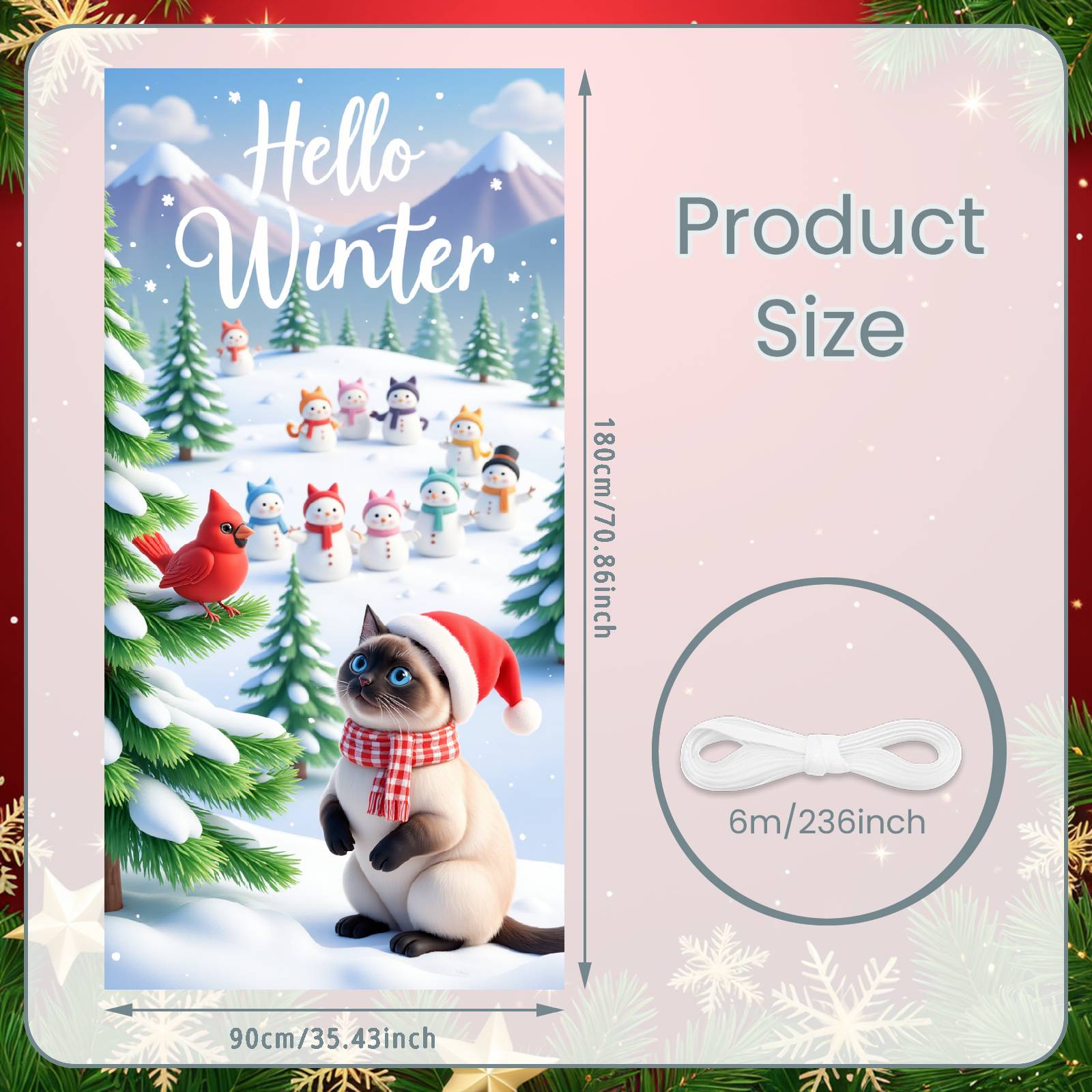 

Snow Scene Backdrop Christmas Tree Decor Holiday Banner Snowman Backdrop Santa Hat Festive Background For Winter Party Indoor