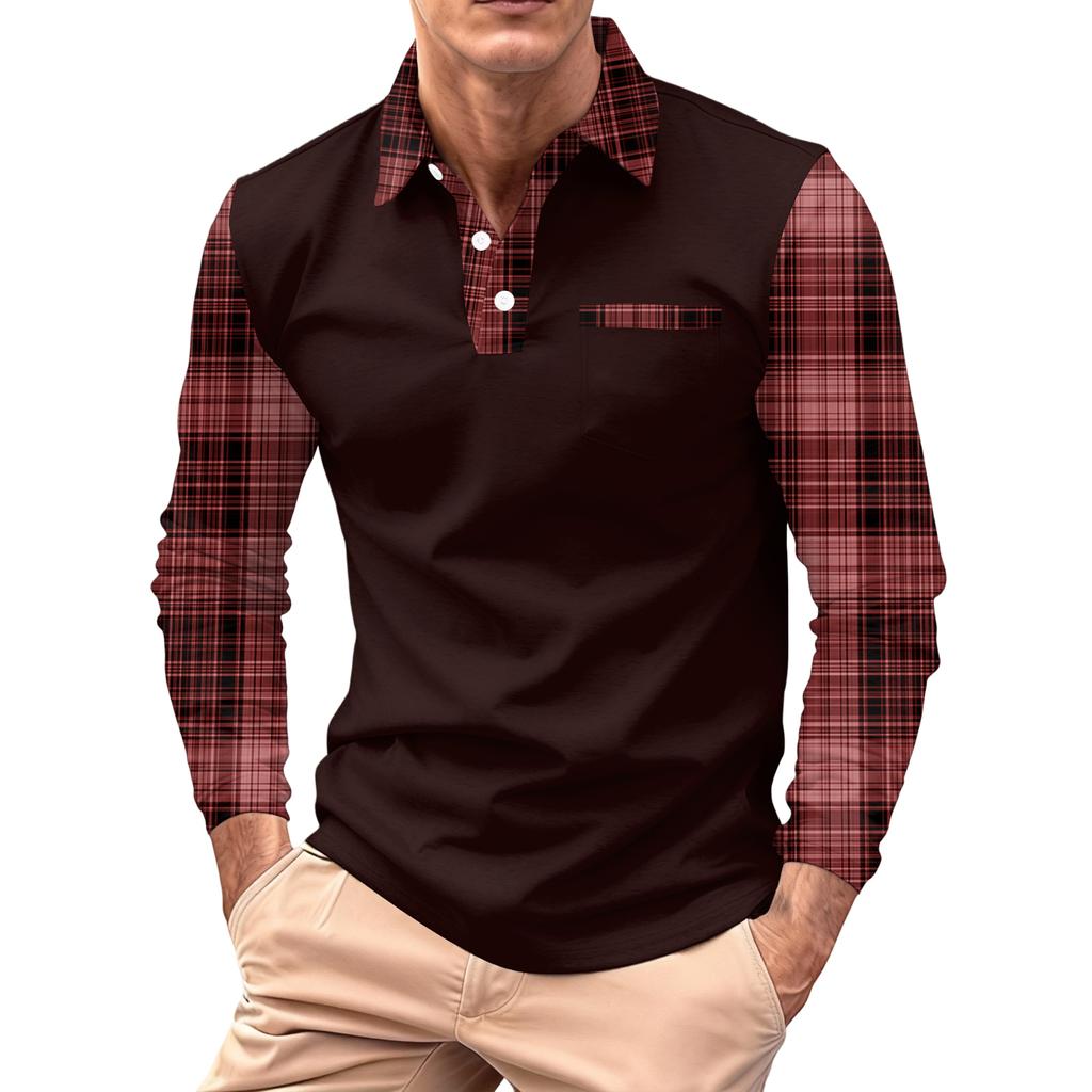 Men's Long-sleeved Collared Button-down Pocket Casual Top