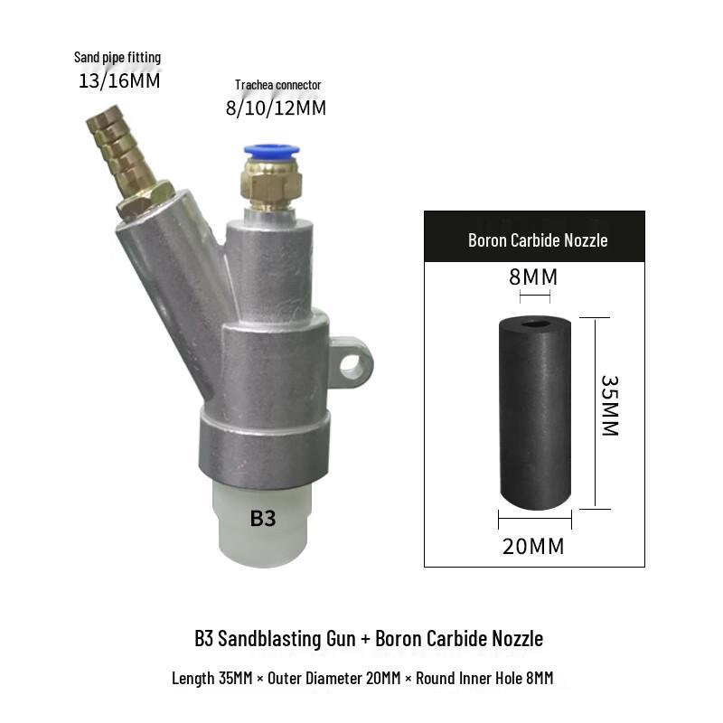 B3 Sandblasting Gun Head with Boron Carbide Nozzle