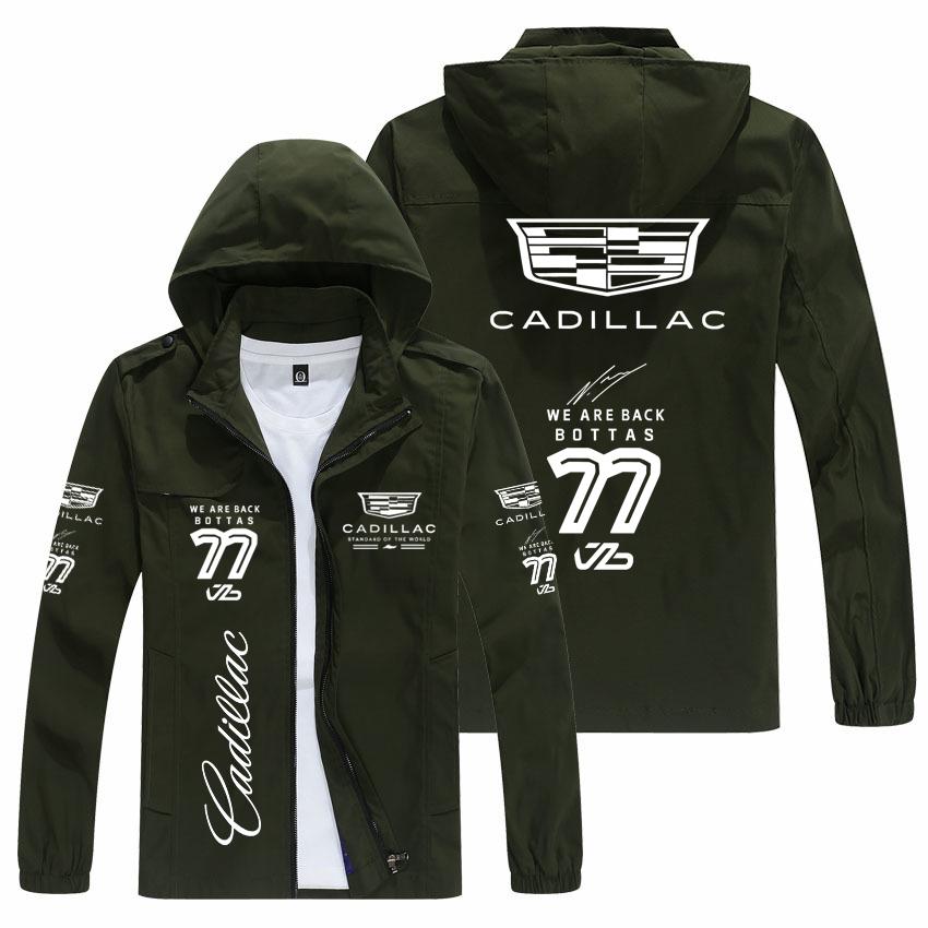 New Cadillac Hooded Parka Cycling Racing Team Jacket Men's Breathable Windproof Reflective Outerwear for Bikers AGW1