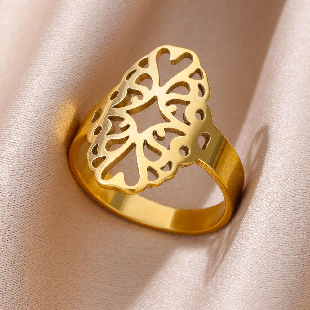 Zircon Flame Drop Rings For Women Stainless Steel Water Drop Adjustable Ring Femme Wedding Party Fshion Jewelry Gift Femme