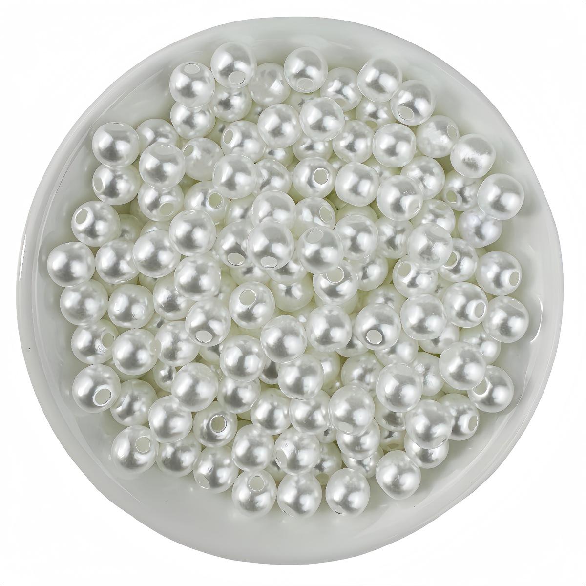 

3mm-20mm White/Beige ABS Imitation Pearls with Hole/No Hole Artifical Pearl Beads for DIY Bracelet Crafts Clothes Accessories 8mm-50pcs