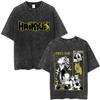 Gewaschenes Vintage Anime Haikyuu KARASUNO Merch T-Shirt Herren Cartoon Manga Oversized T-Shirt Herren Sommer Lässige Kurzarm-T-Shirts