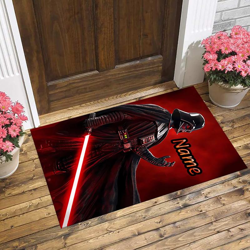 Personalized Name Darth Vader Lightsaber Living Room Non-Slip Area Rug Soft Carpet for Bedroom Kids Playroom Sofa Office Home Decor Doormat