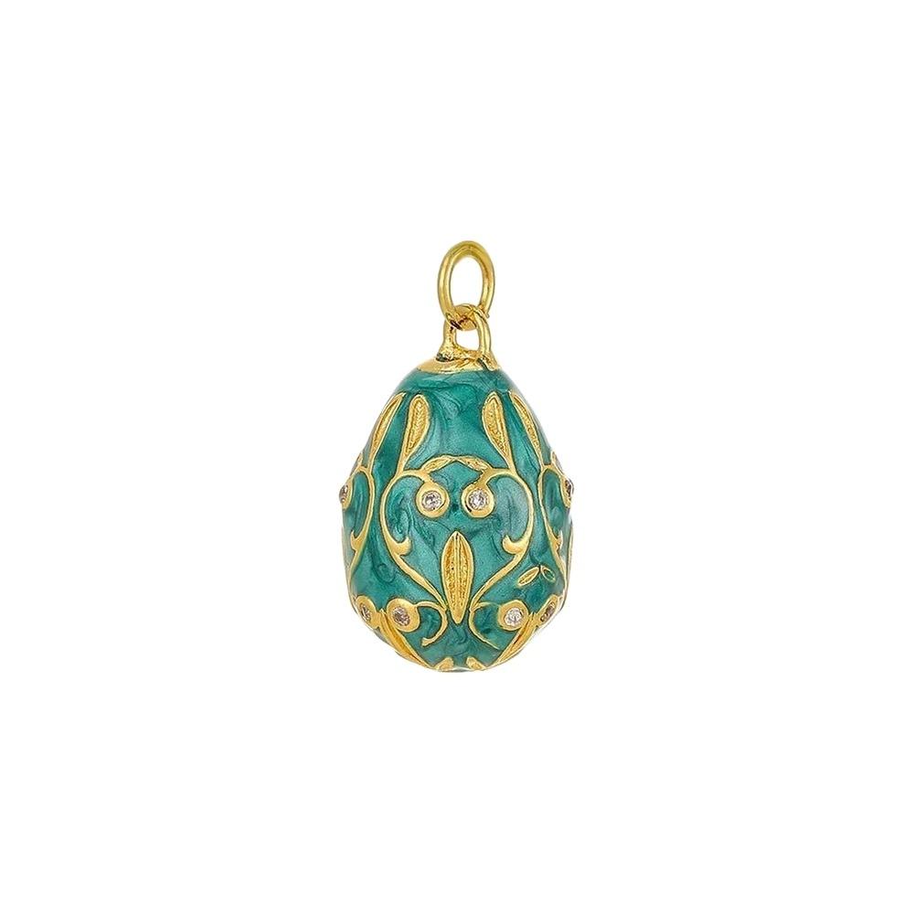

Bohemia Colorful Enamel Pendant Copper Necklace Pendant Fashion Easter Egg Crystal Pendant Ladies A Green 2.42cm