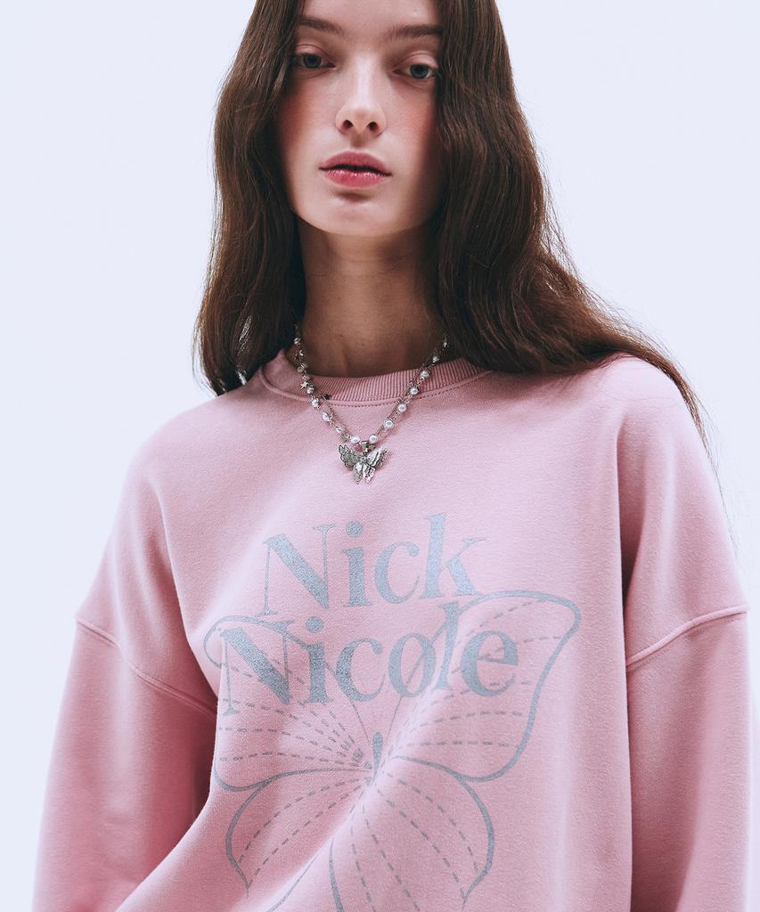 Nigaennikol Butterfly Signature Sweatshirt_Pink Silver