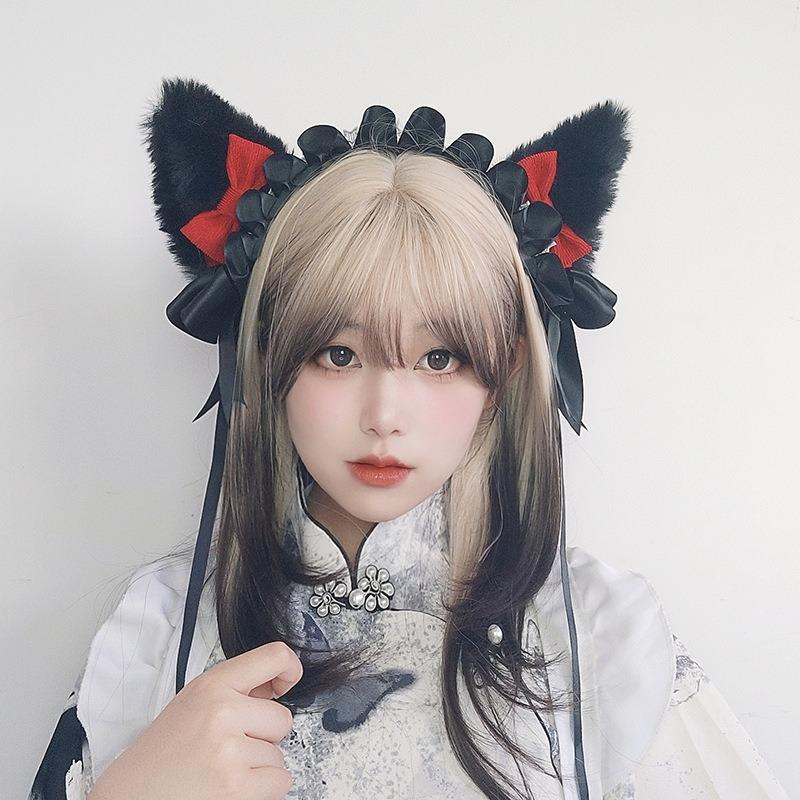 Plush Lace Bow Headgear Lolita Girls Comic-Con Headband Party Maid Hair Accessories Lo Niang Sweet Accessories
