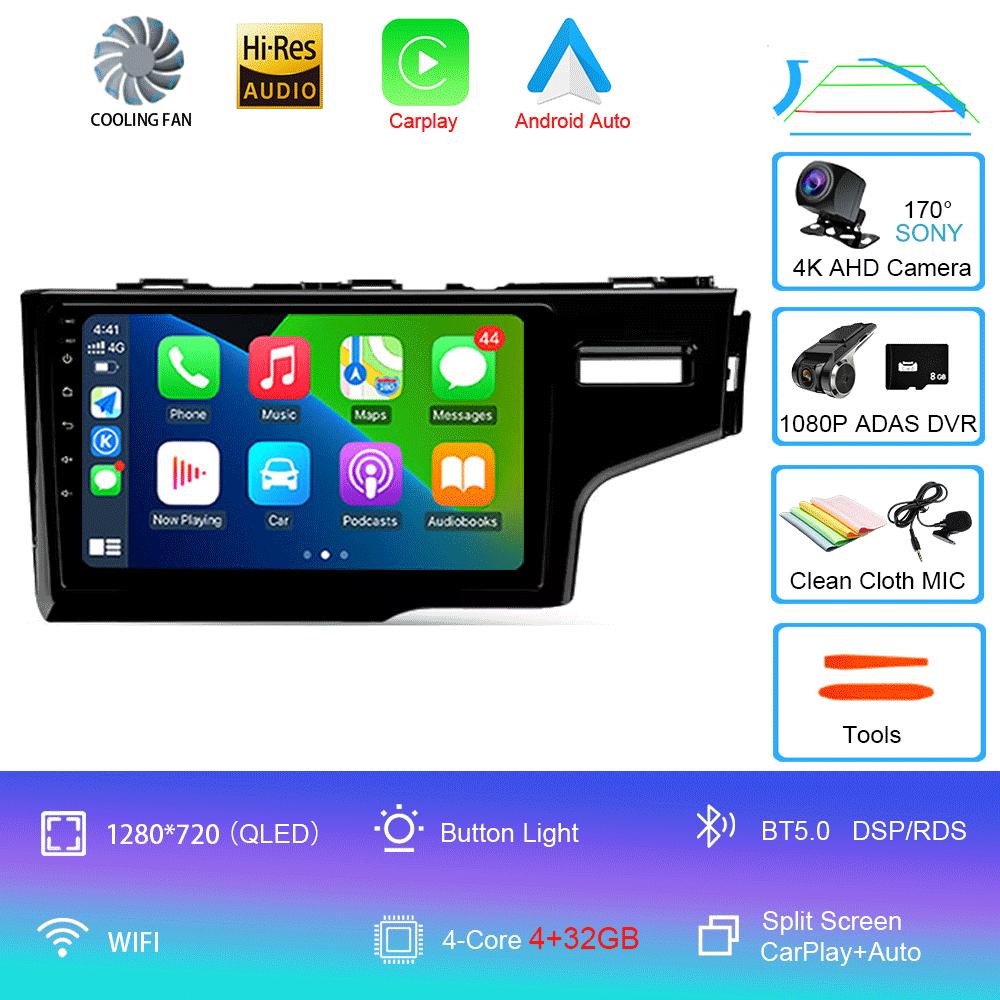 Car Radio Android 14 Carplay For Honda Jazz 3 2015-2020 Fit 3 GP GK 2013-2020 RHD Multimedia Video Player Stereo GPS Head Unit