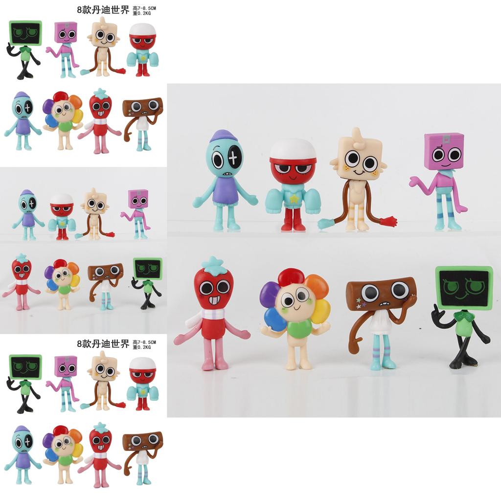 Delightful Dandy World Rhythm Box Collectible Figurines Set Of 8 Pvc Toys For Kids