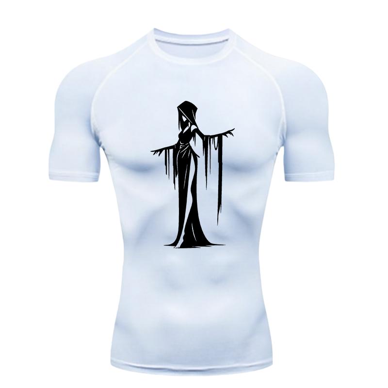Gothic Ghost Design  Men's Sports T-shirt Training Fitness Compression Workout T-Shirt Athletic Tees