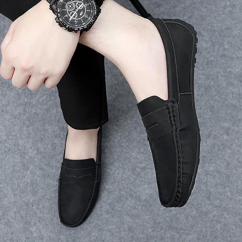New Leather Men Slip on Shoes New Mens Loafers Handmade Male Walking Footwear High Quality Men's Shoes Classic Men Shoes Wedding