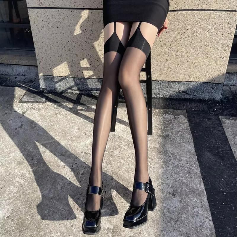 Thigh-high Nylon Stockings Cosplay Sexy Lingerie Garter Belt Long Stockings Ladies Ultra-thin Transparent Tights Party Clubwear