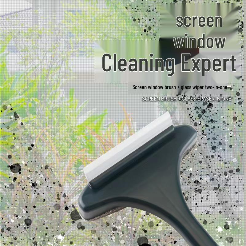 Multifunctional Double-Sided Window Screen Cleaning Brush with Long Handle
