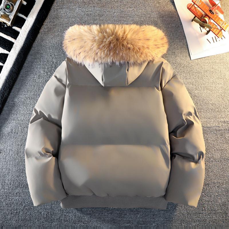 Casual Men's Fur Collar Detachable Cotton-Padded Short Jackets Winter Windproof Thick Coats Outwear Warm Top Clothing
