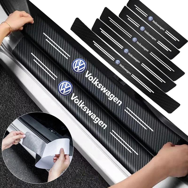 ·1/4/5Pcs Car Door Sill Carbon Microfiber Protector Sticker For Volkswagen VW Golf Passat GTI Amarok Teramont Phaeton ID.3 SharaNB5