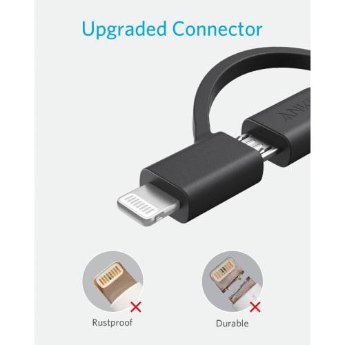Anker PowerLine II 3-in-1 Kabel (Lightning-/USB-C-/Micro-USB-Anschluss) MFi-zertifiziert, iPhone-/Android-kompatibel (0,9 m Schwarz)