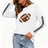 Women's Long Sleeve Neck Top with Rugby Print and Side Slit Hem
