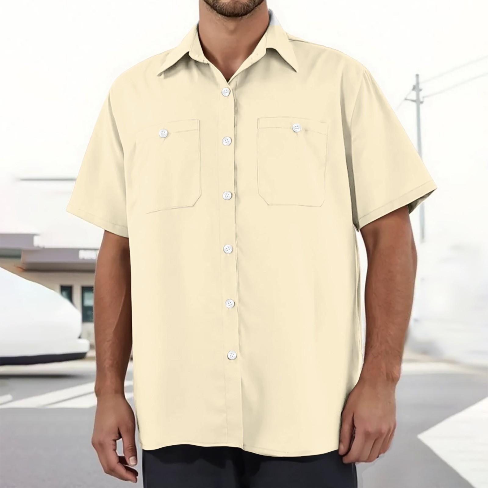 

Мужская свободная повседневная рубашка в стиле рабочей одежды с несколькими карманами M бежевый