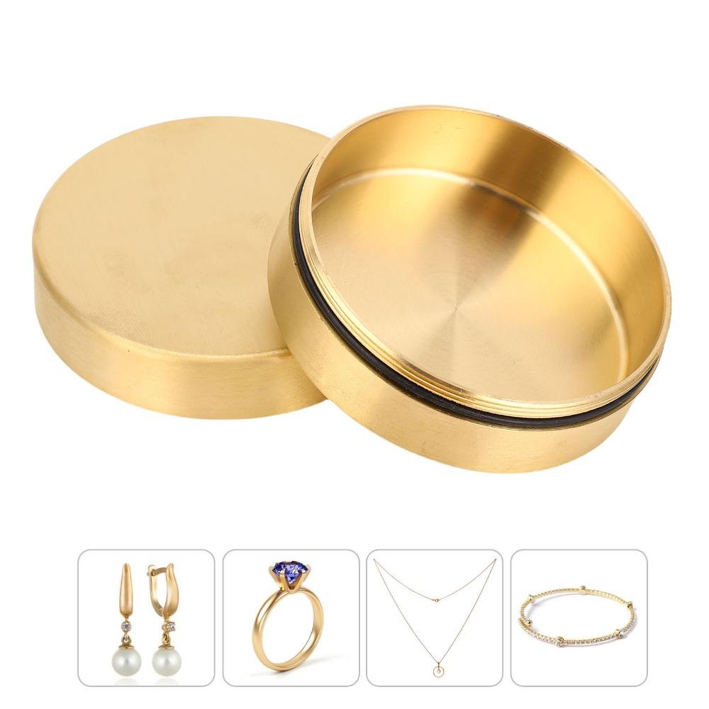Durable S/M/L Brass Sealed Box Mini With Lid Water Proof Container Round Shape Portable Storage Box Pill Organization
