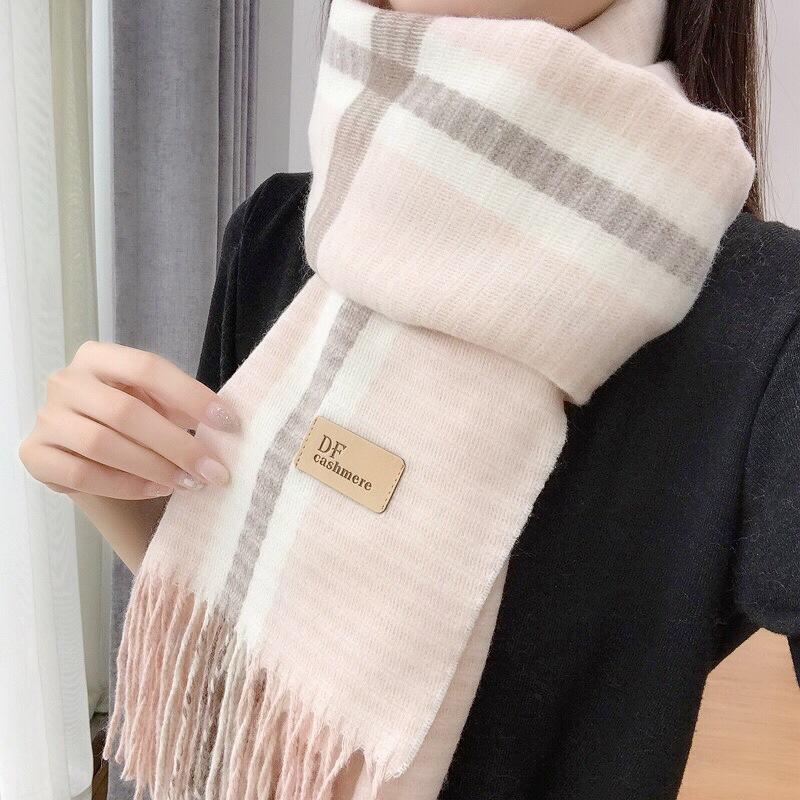 

Клетчатый шарф женский осенне-зимний длинный теплый шарф с кисточками шаль 70x200cm