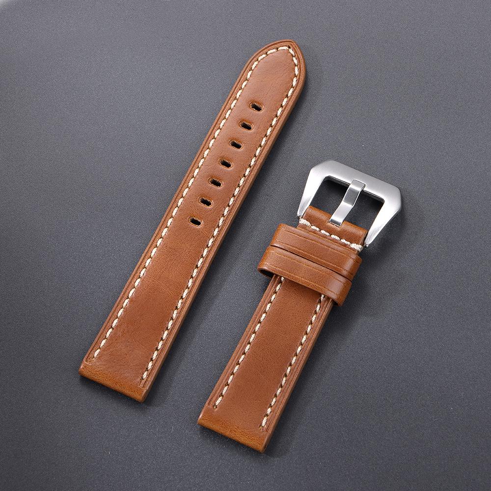 20mm 22mm 24mm 26mm Cowhide Universal Watch Strap for Omega for Panerai Vintage Soft Business Brown Bracelet for Men Women