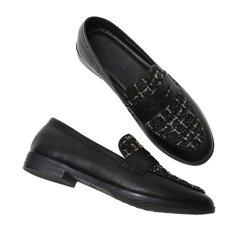 Retro small leather shoes women's style new small fragrant style single shoes women's flat large size women's shoes