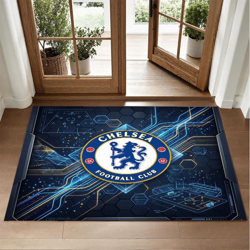 Chelsea FC Design Crystal Velvet Rug Soft Decorative Mat for Bedroom Entrance