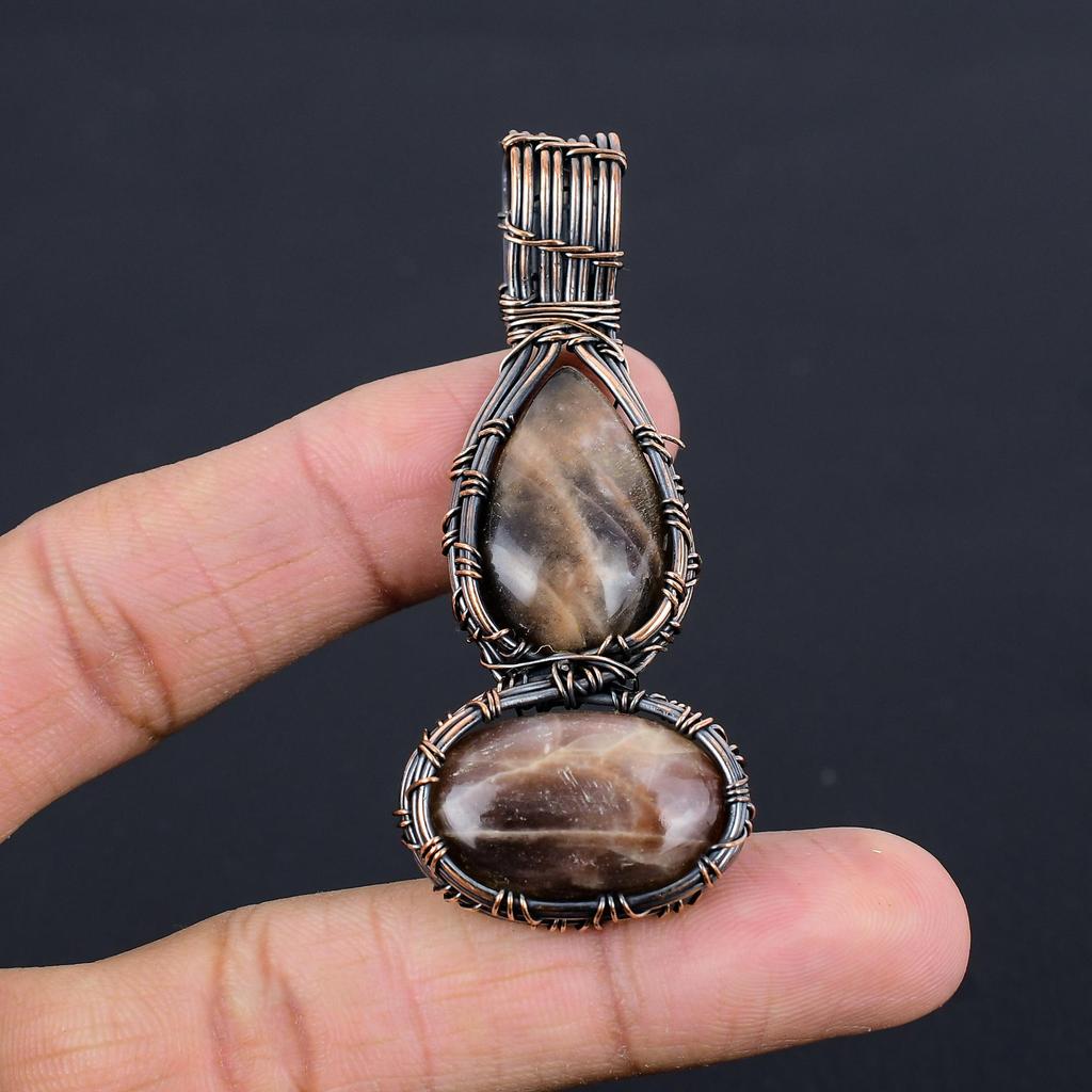 Sunstone 999 Copper Wire Wrapped Pendant, Handmade Gemstone Pendant Jewelry, Gifts For Wife Brand New Pendant
