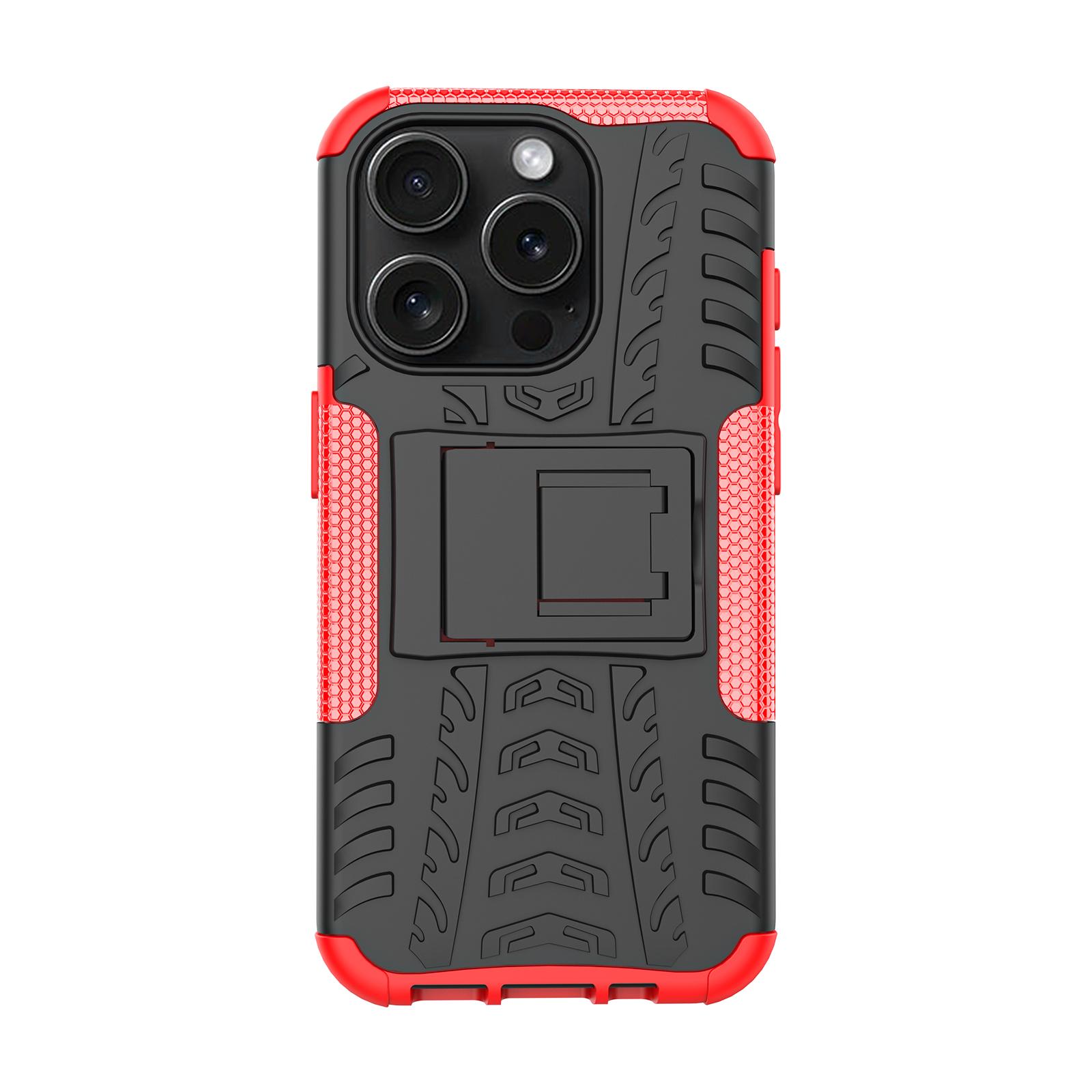 

For iPhone 15 Pro Max Case Kickstand PC+TPU Anti-slip Phone Cover Red