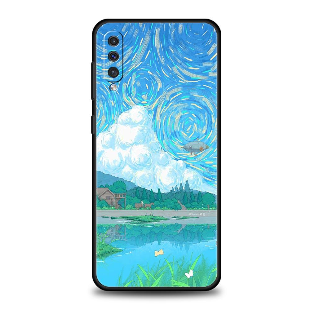 INS Korean Sunset Scenery Case For Samsung A12 A14 A32 A50 A70 A20E A20S A10 A10S A22 A30 A40 A34 A54 A42 A52 5G A02S A04s Cover