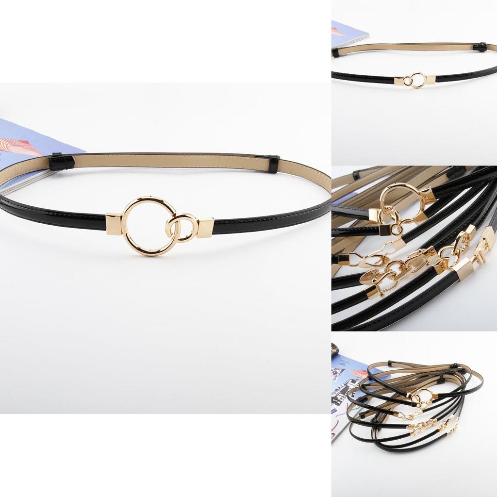 Simple Solid Color Ring Buckle Decoration Women Slim Waist Belt For Elegant Outfits